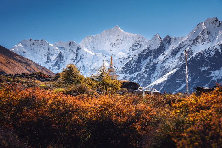 Snow-Capped Himalayan Mountains in Langtang, Nepal