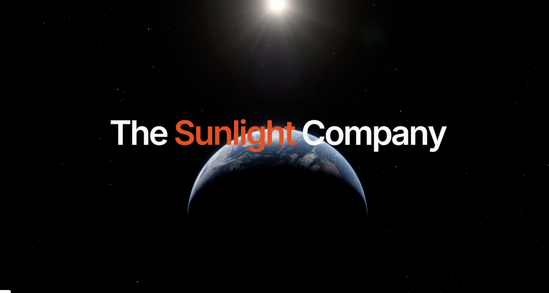 A black screen with The Sunlight Company written in white and red text.