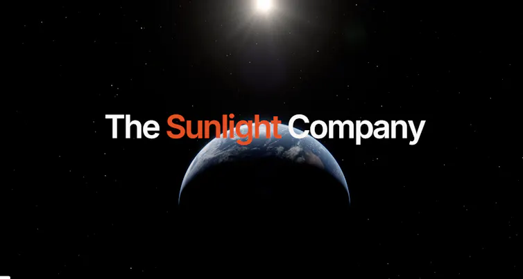 A black screen with The Sunlight Company written in white and red text.