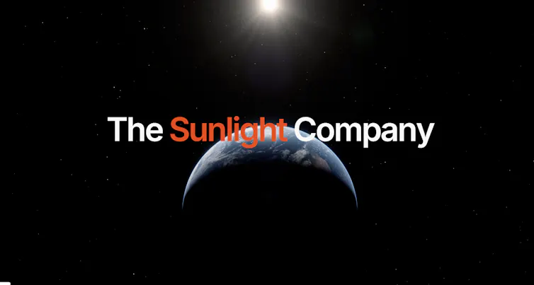 A black screen with The Sunlight Company written in white and red text.
