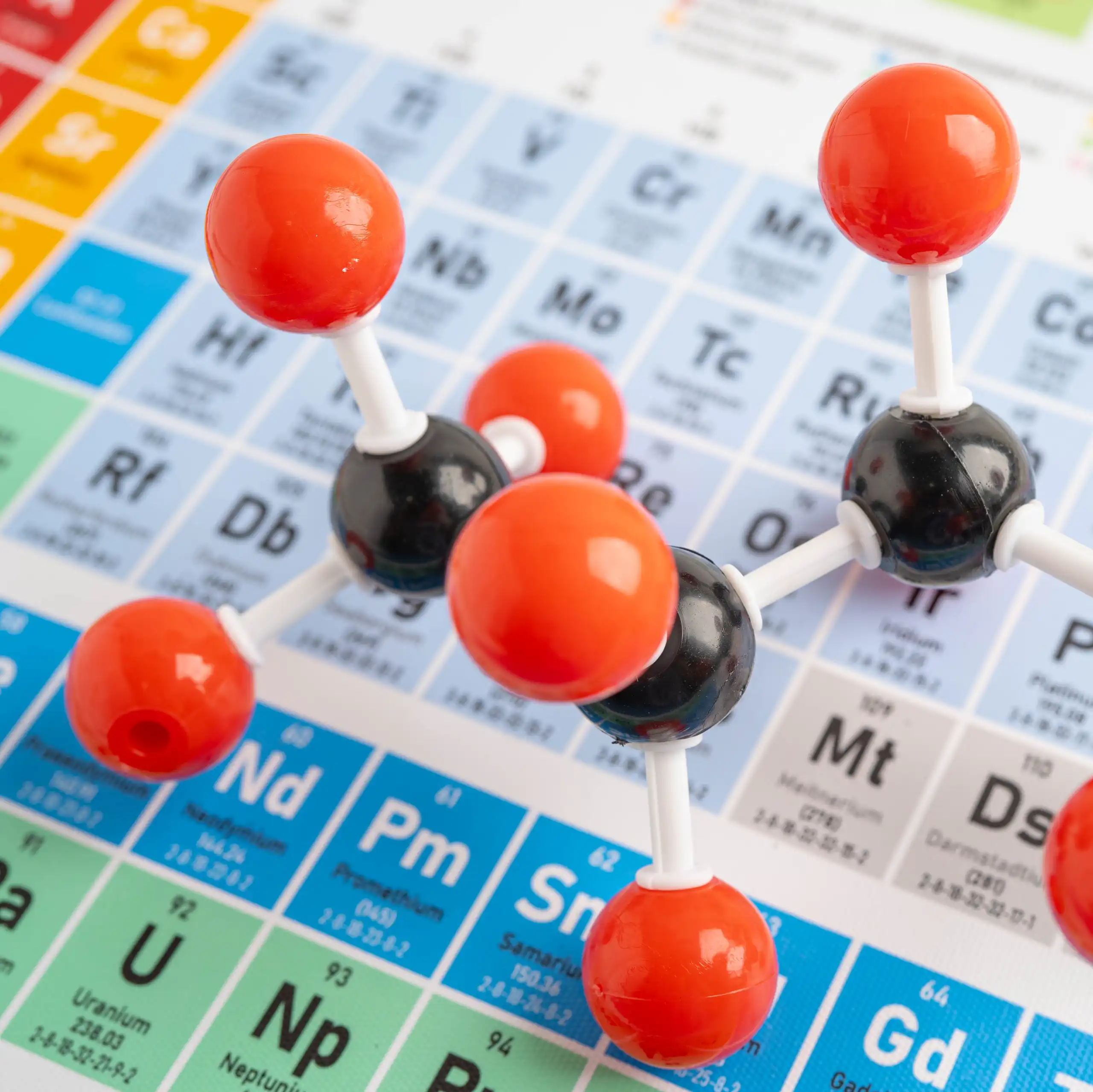 A chemical model on top of the periodic table.