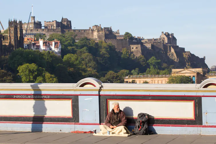 Homeless man in Edinburgh