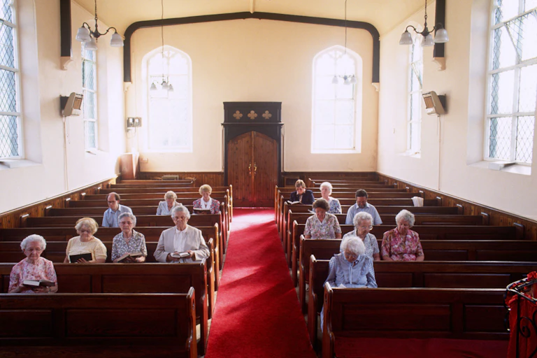 People in church in Wales