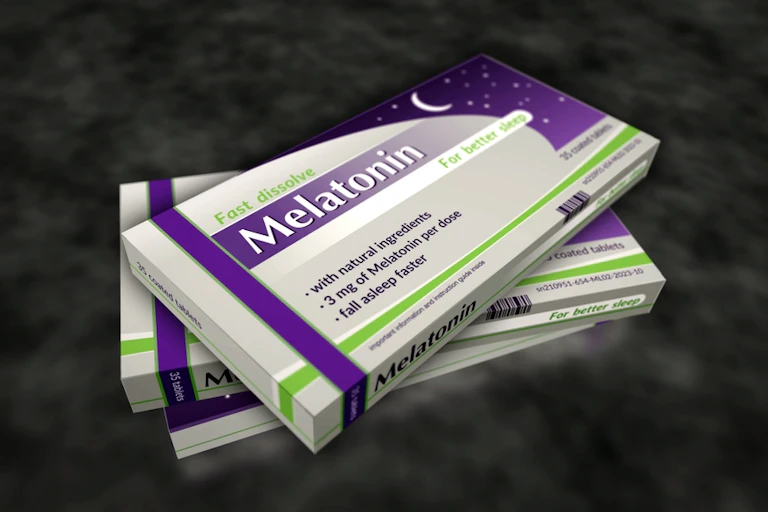 Boxes of melatonin pills.
