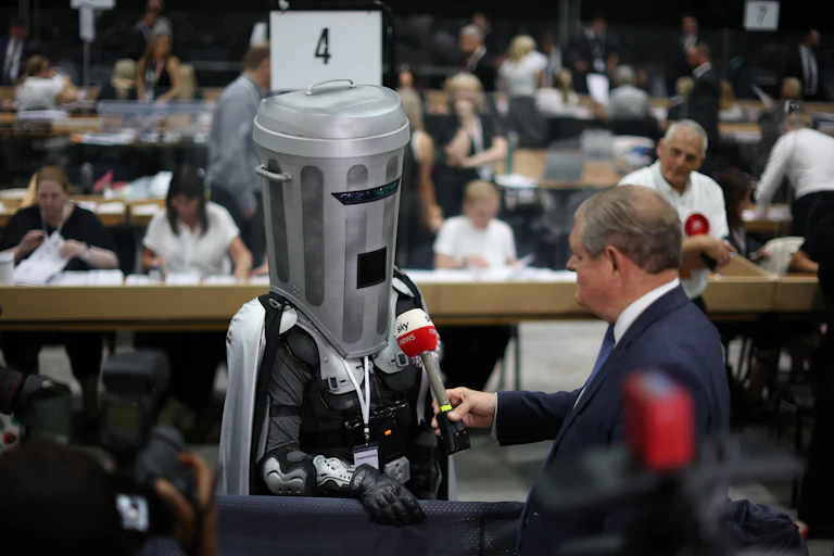 count binface interviewed by sky news after makerfield byelection