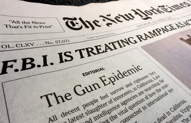 The front page of The New York Times, featuring an editorial.