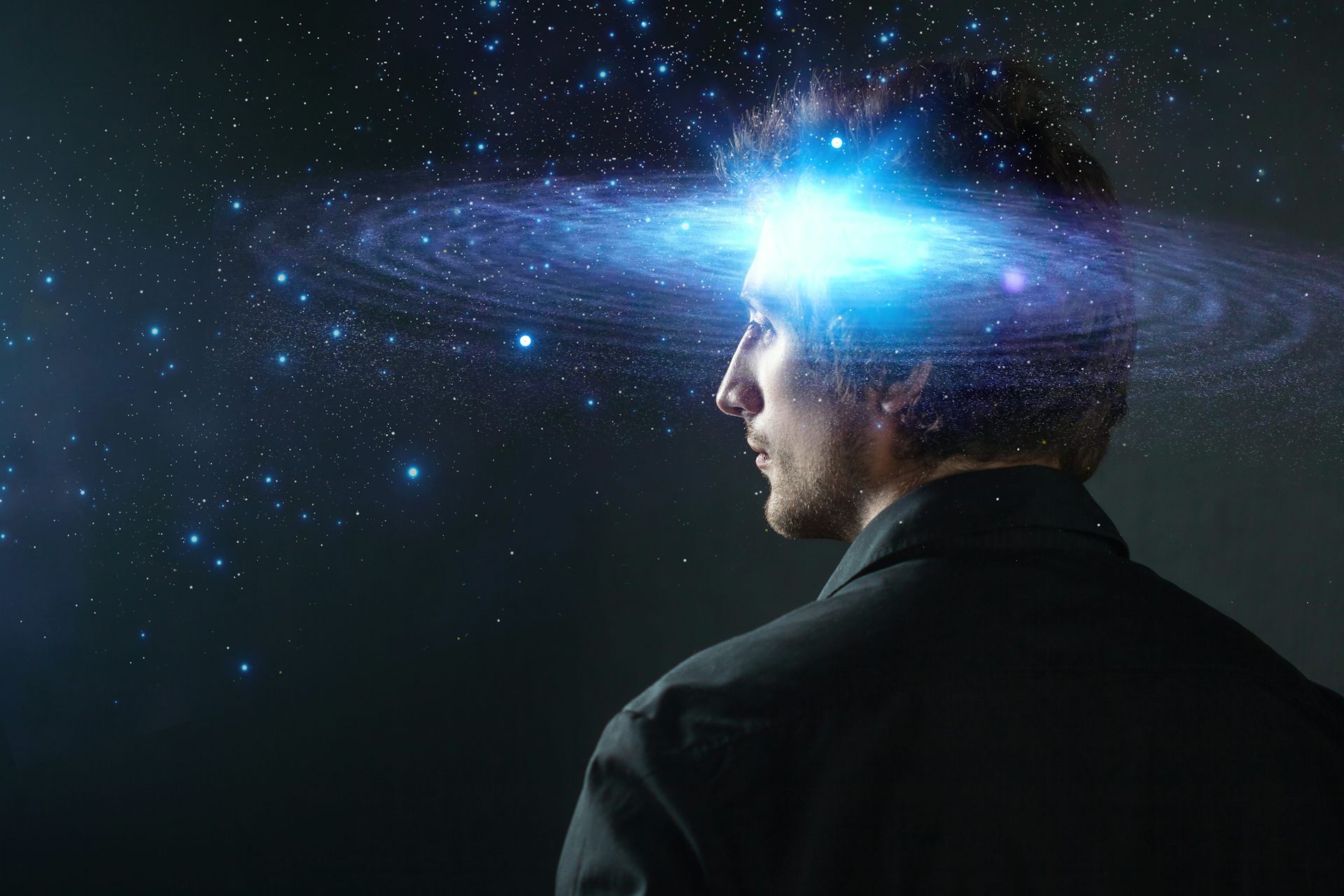 A man with a galaxy in his head