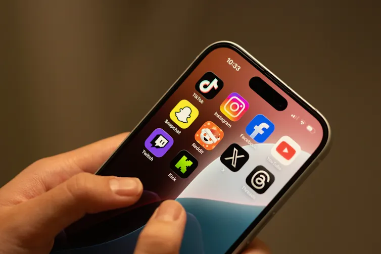 A phone screen showing various popular social media apps.
