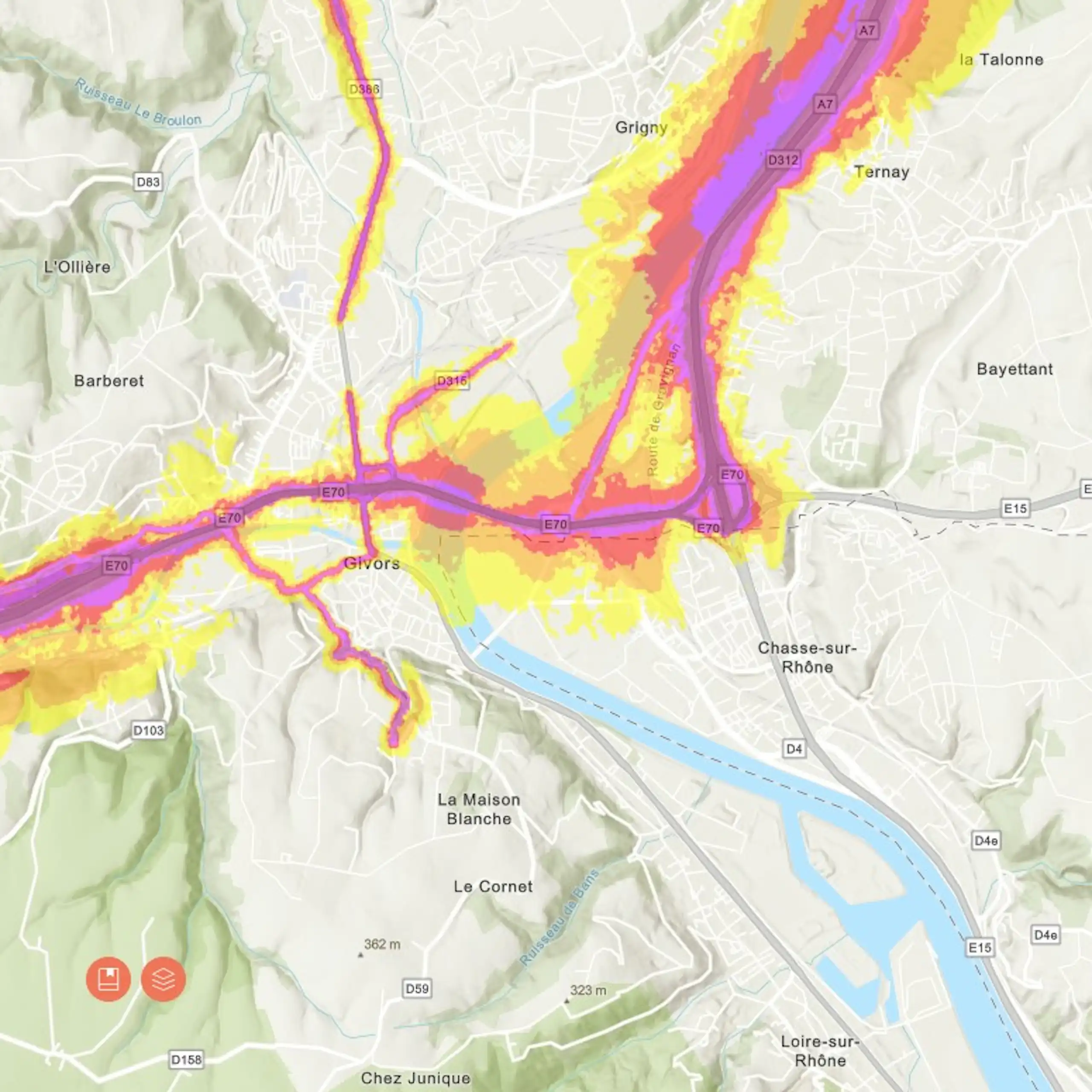 Cartographie du bruit routier, en 2022.