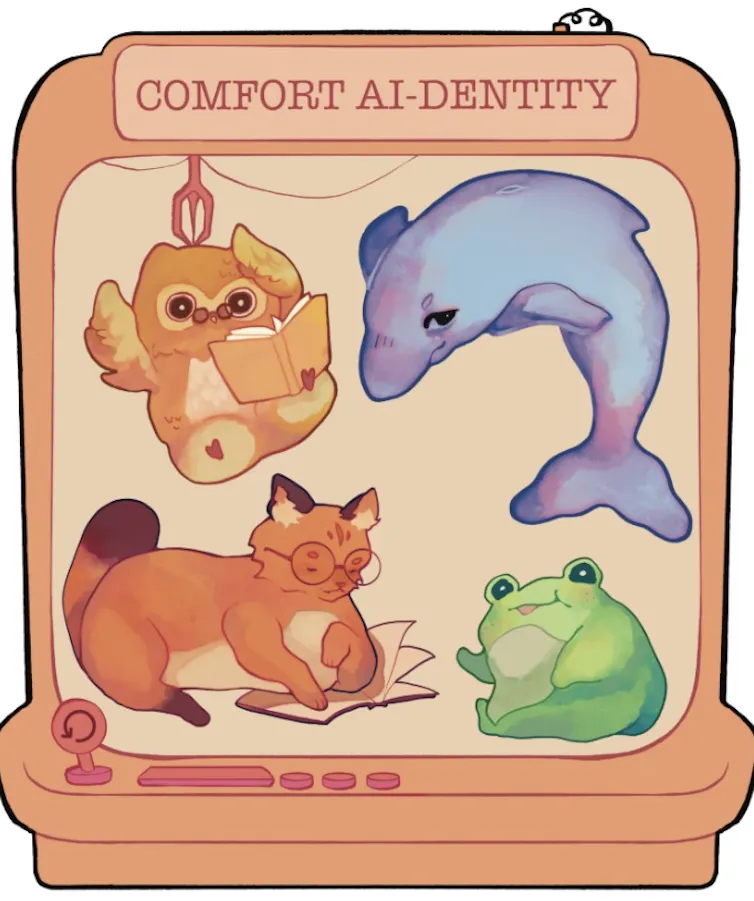 Four animals seen in a grid: a frog, dolphin, owl and fox.