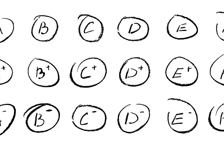 The letters A, B, C, D, E and F are circled in black.