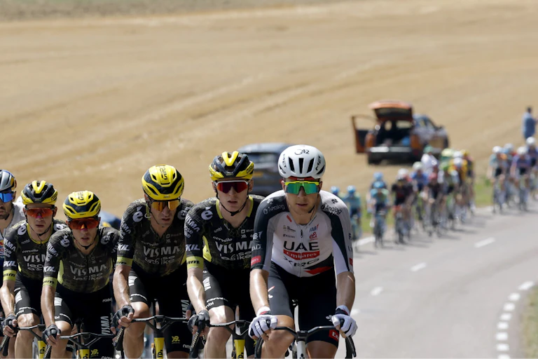 The pelaton is seen during stage 13 of the Tour de France, 2026.