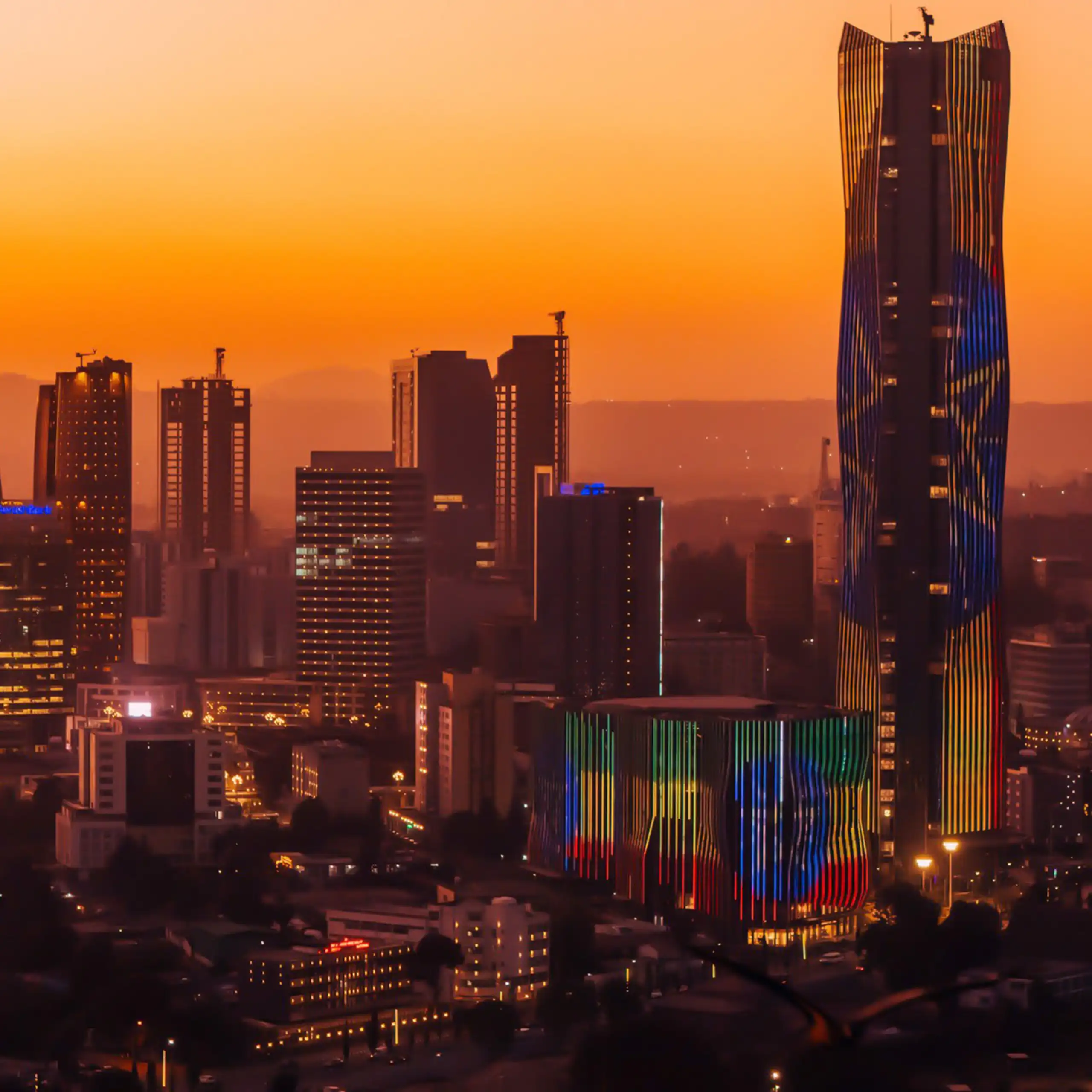City skyline with high-rise buildings