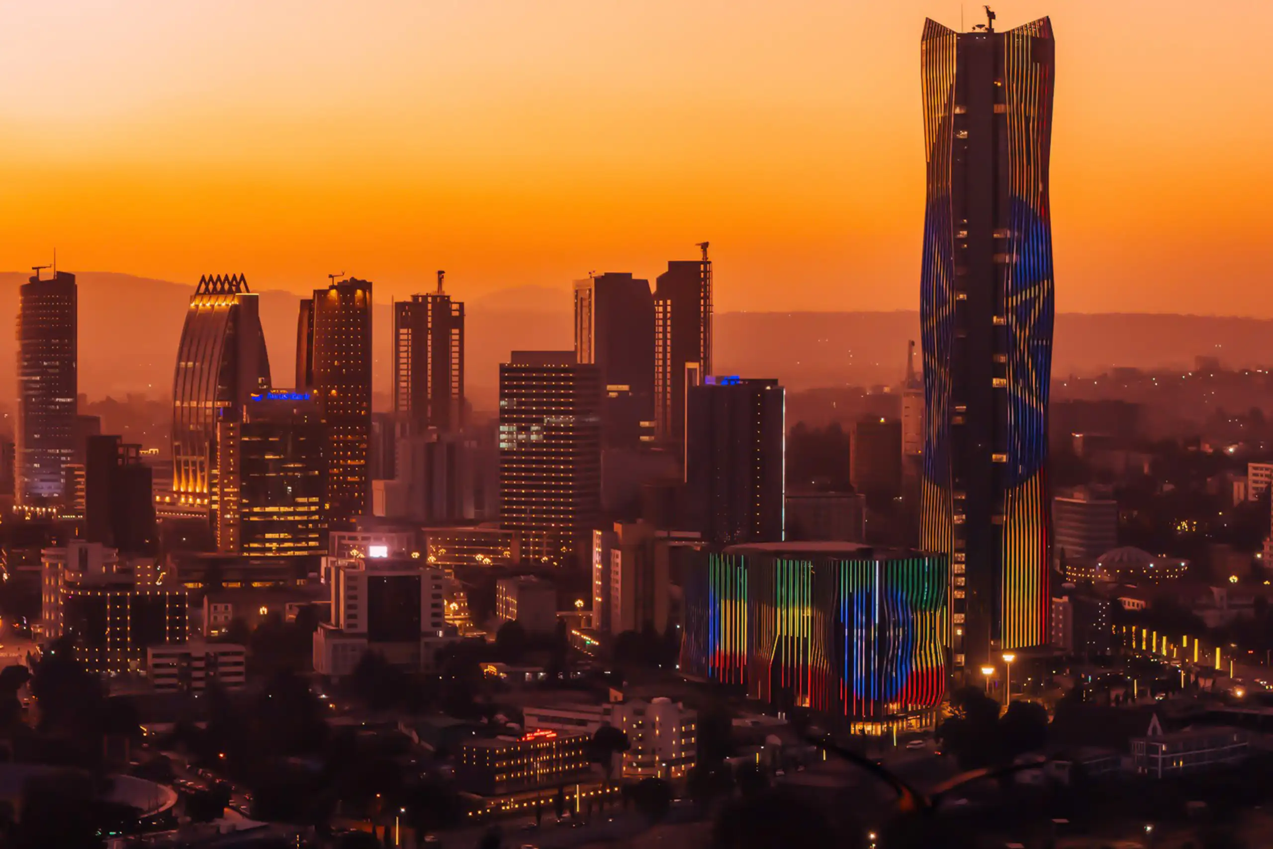 City skyline with high-rise buildings