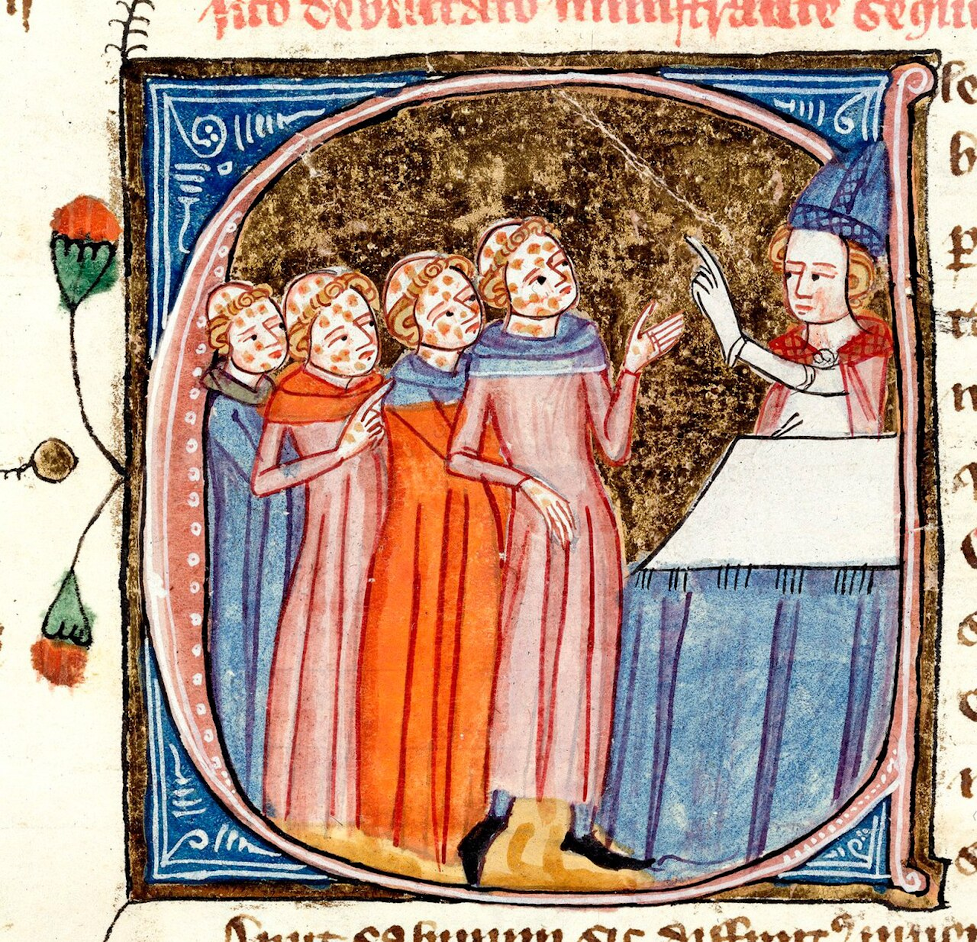 Leprosy victims in a medieval illustration