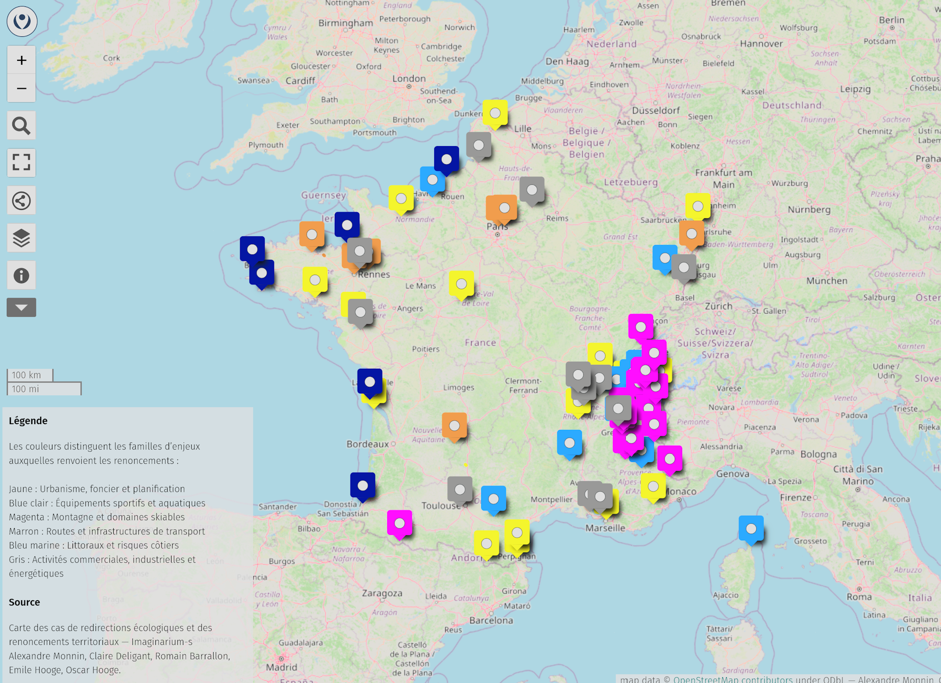 La carte des 74 renoncements