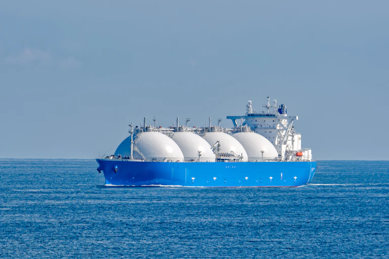 Liquefied natural gas (LNG) tanker in the ocean
