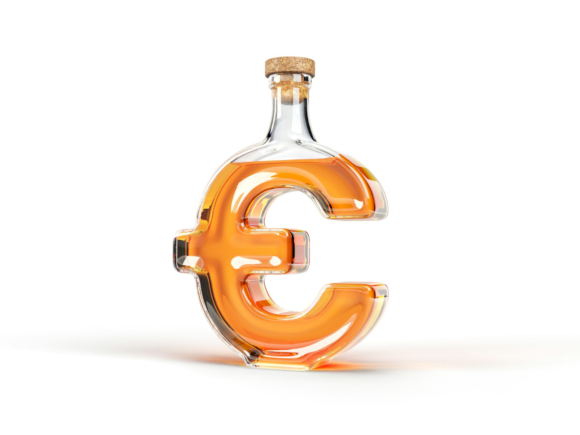 Bouteille de whisky avec la forme de l'euro.