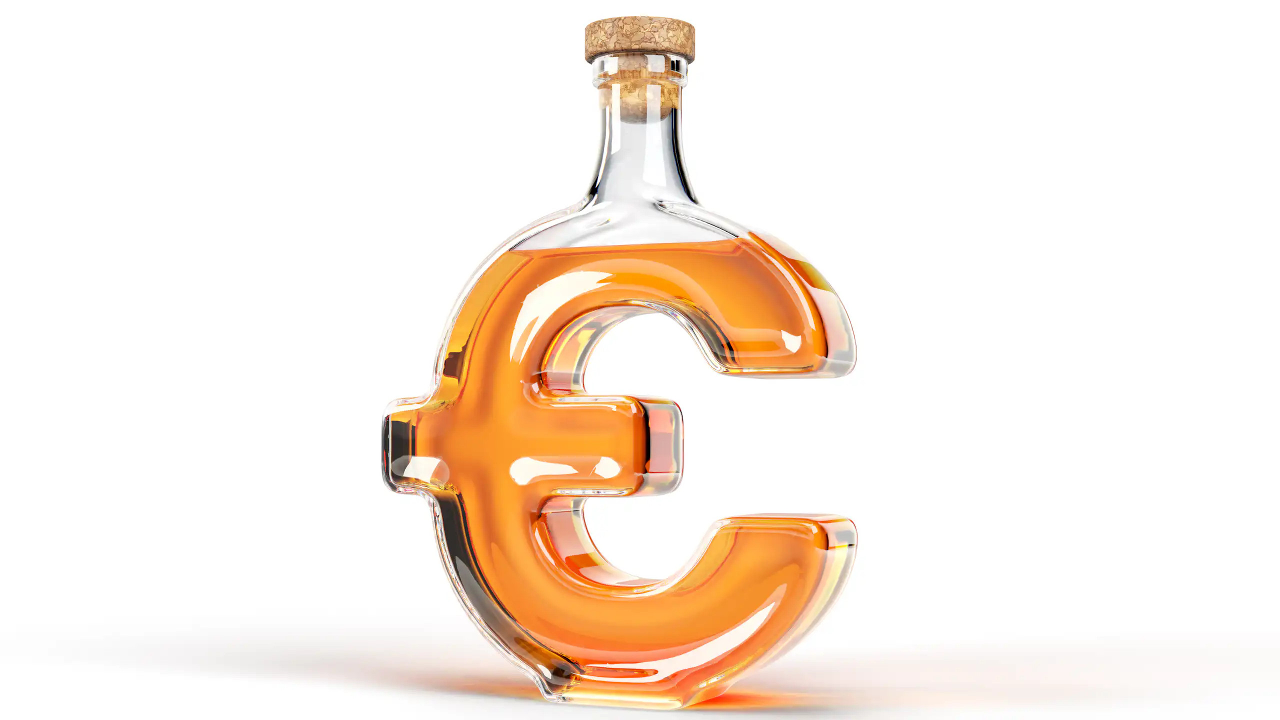 Bouteille de whisky avec la forme de l'euro.