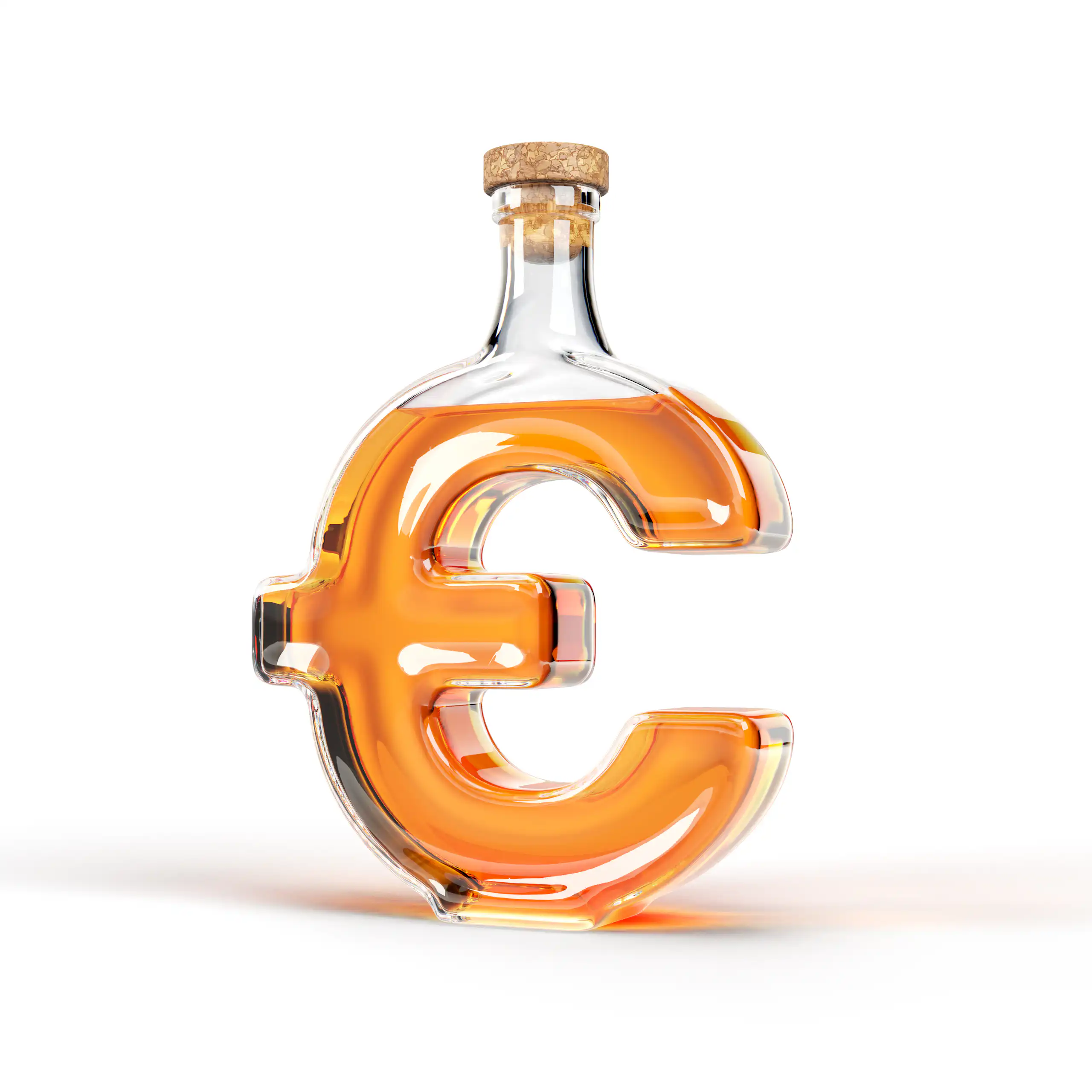 Bouteille de whisky avec la forme de l'euro.