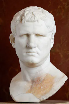 A white marble bust of Agrippa