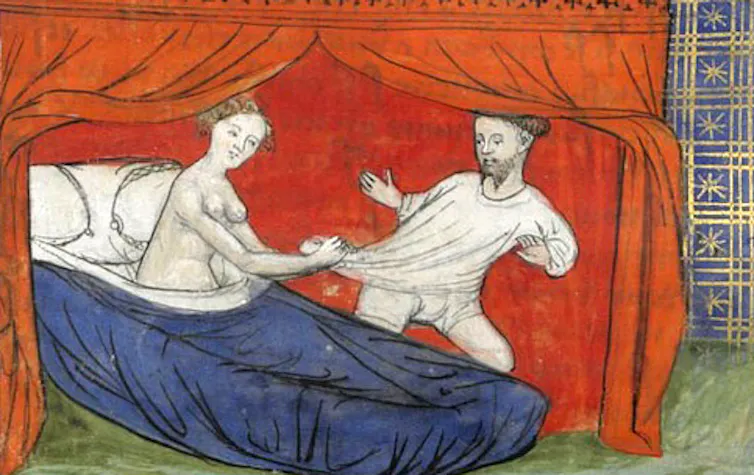 Illustration of a man and woman in the bedroom