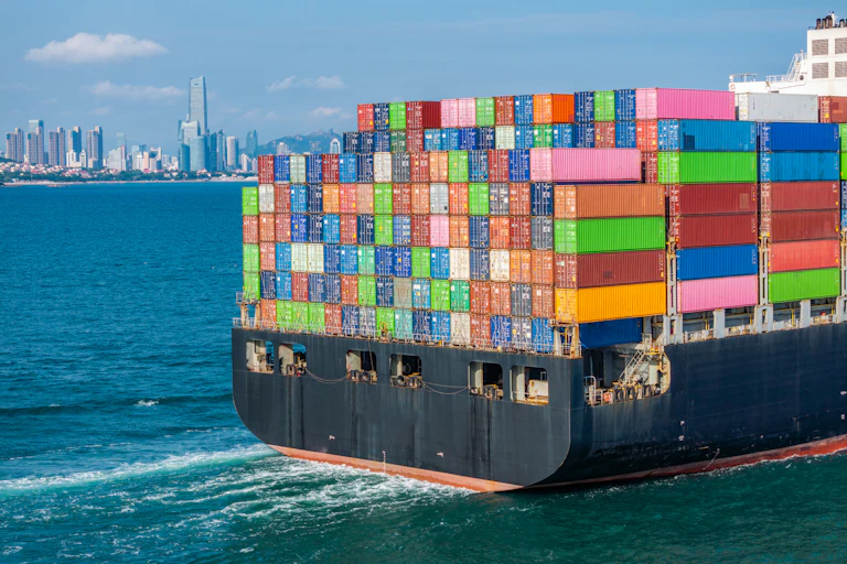 View of container ship