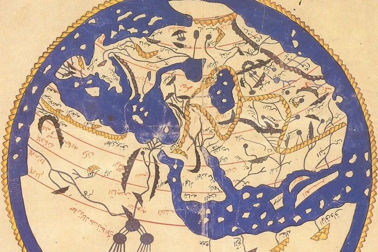 Mapa del mundo cartografiado por Al-Idrisi en 1154.