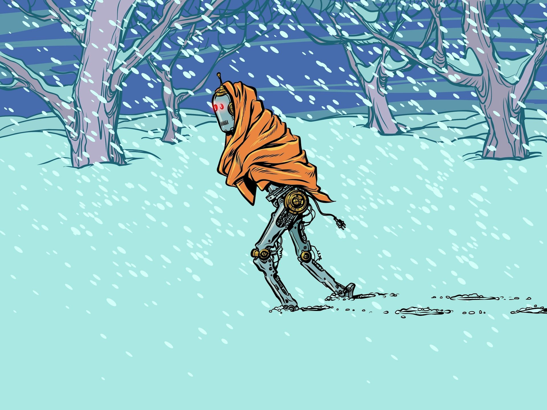 un robot dans la neige