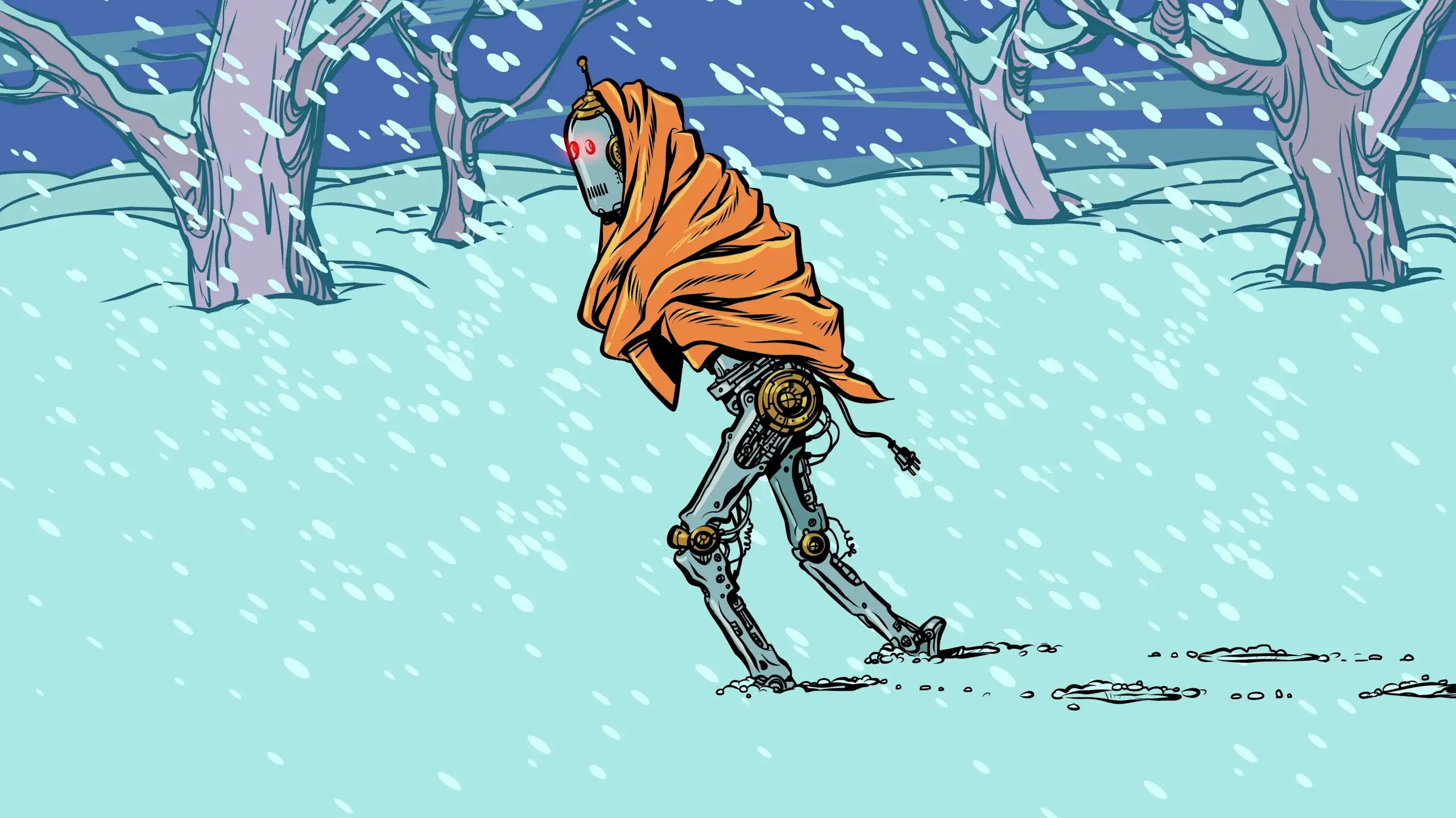 un robot dans la neige
