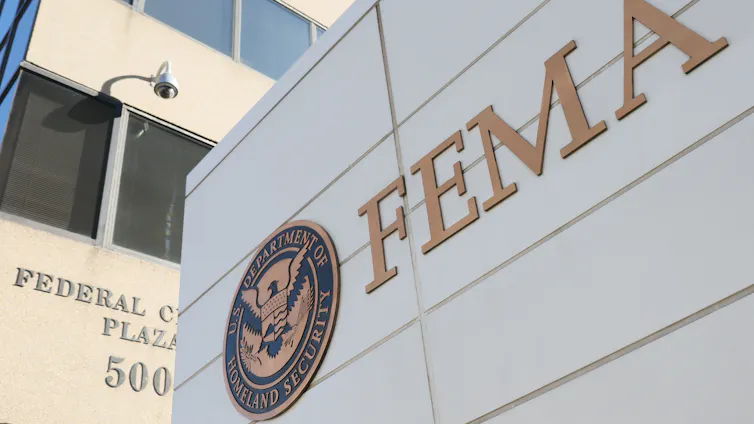 A close up of a federal building.
