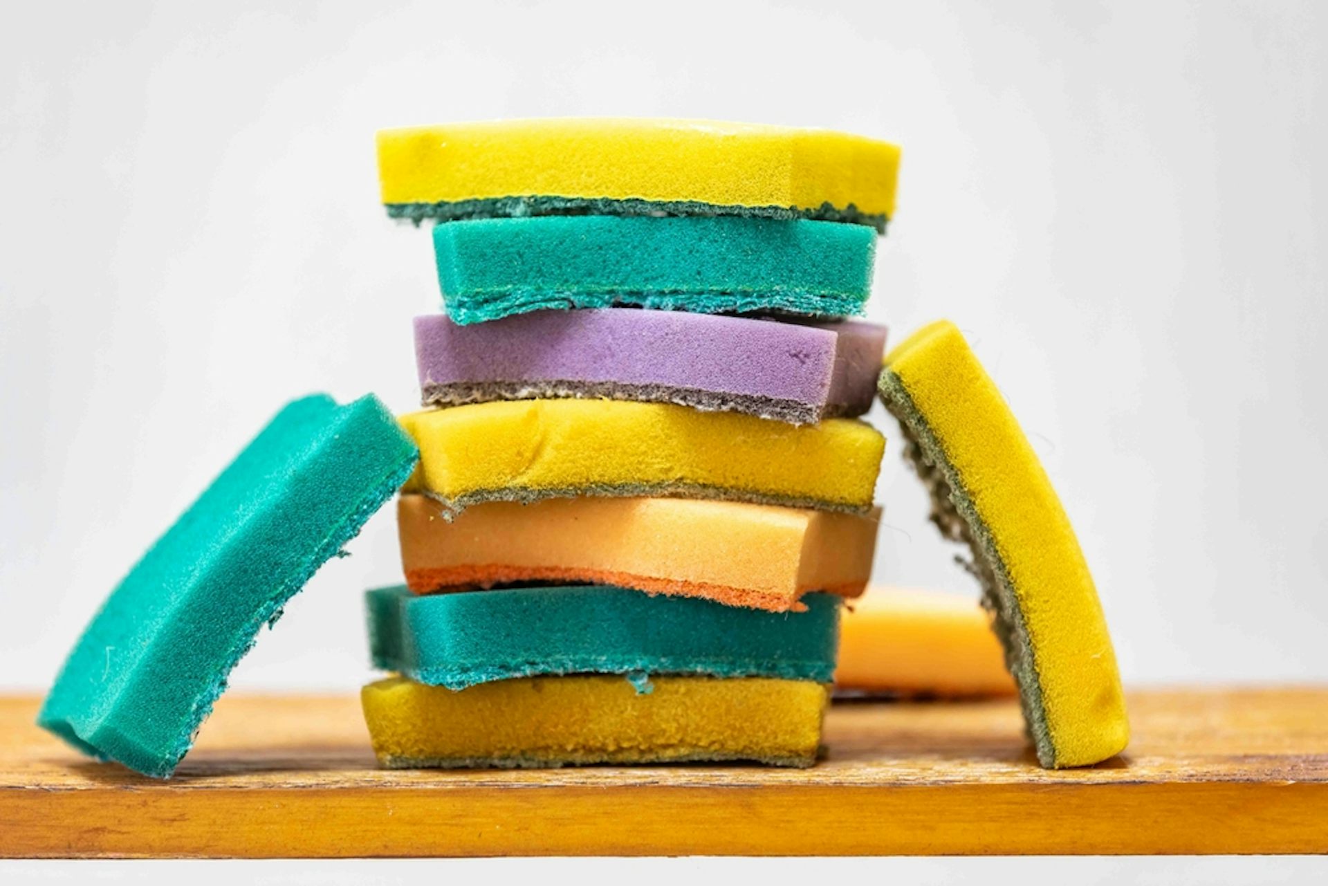 A collection of used sponges.