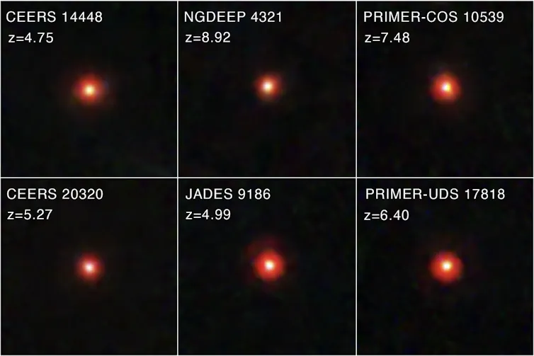 pequeños puntos rojos en el espacio