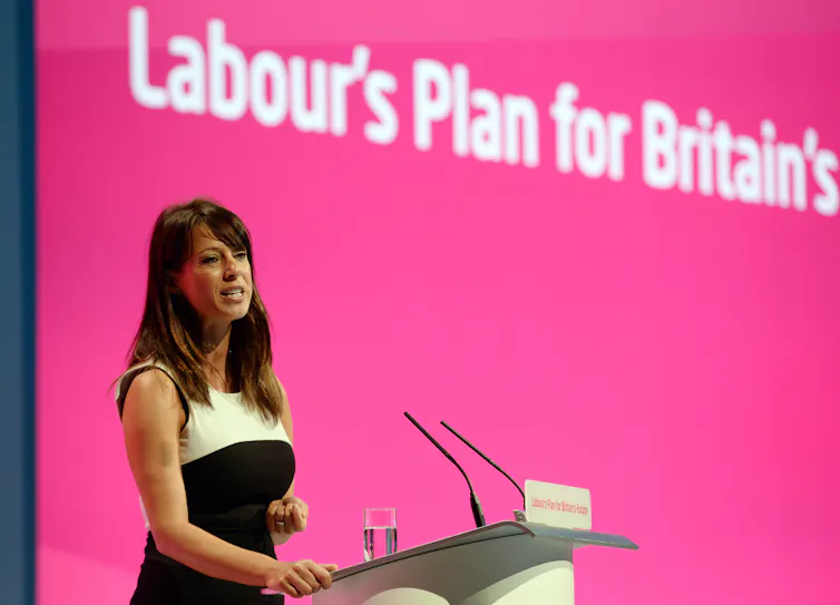 former labour mp gloria de piero addressing the labour party conference in 2014.