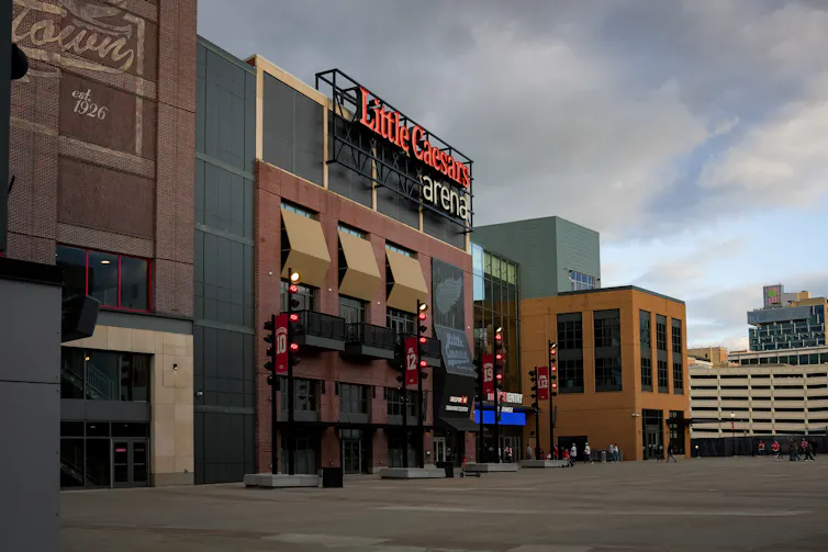 Exterior of Little Caesars Arena in Detroit