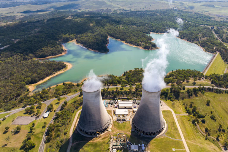 A birds-eye view of the Eraring coal-powered power station in New South Wales.