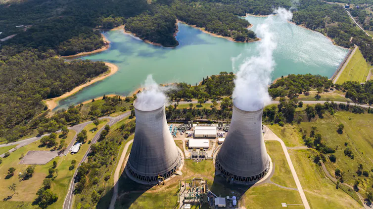 A birds-eye view of the Eraring coal-powered power station in New South Wales.