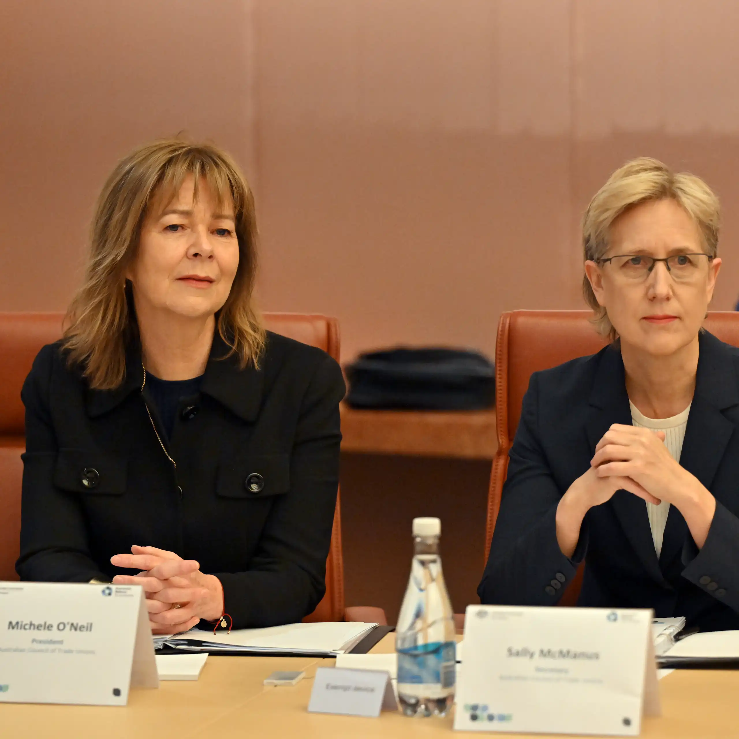 Australian Council of Trade Unions (ACTU) President Michele O'Neil and Secretary Sally McManus at the August 2025 Economic Reform Roundtable at Parliament House, Canberra.