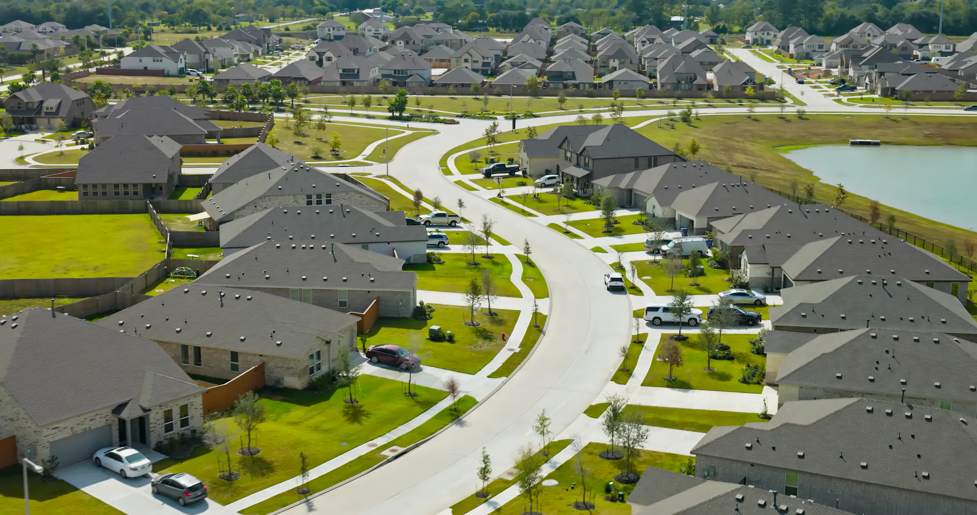 Nearly identical homes with nearly identical lawns stretch for blocks.