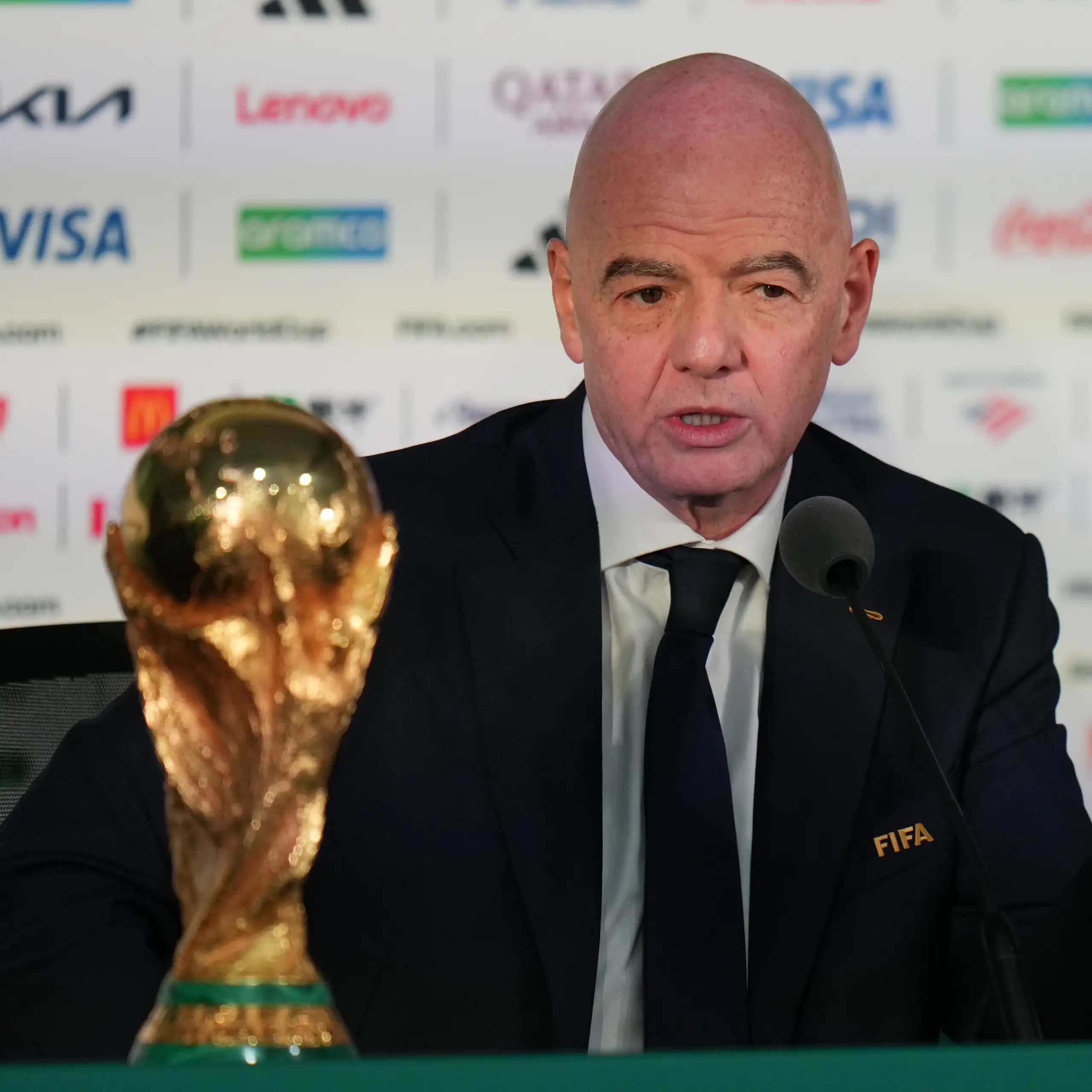 FIFA President Gianni Infantino speaks before the 2026 World Cup.