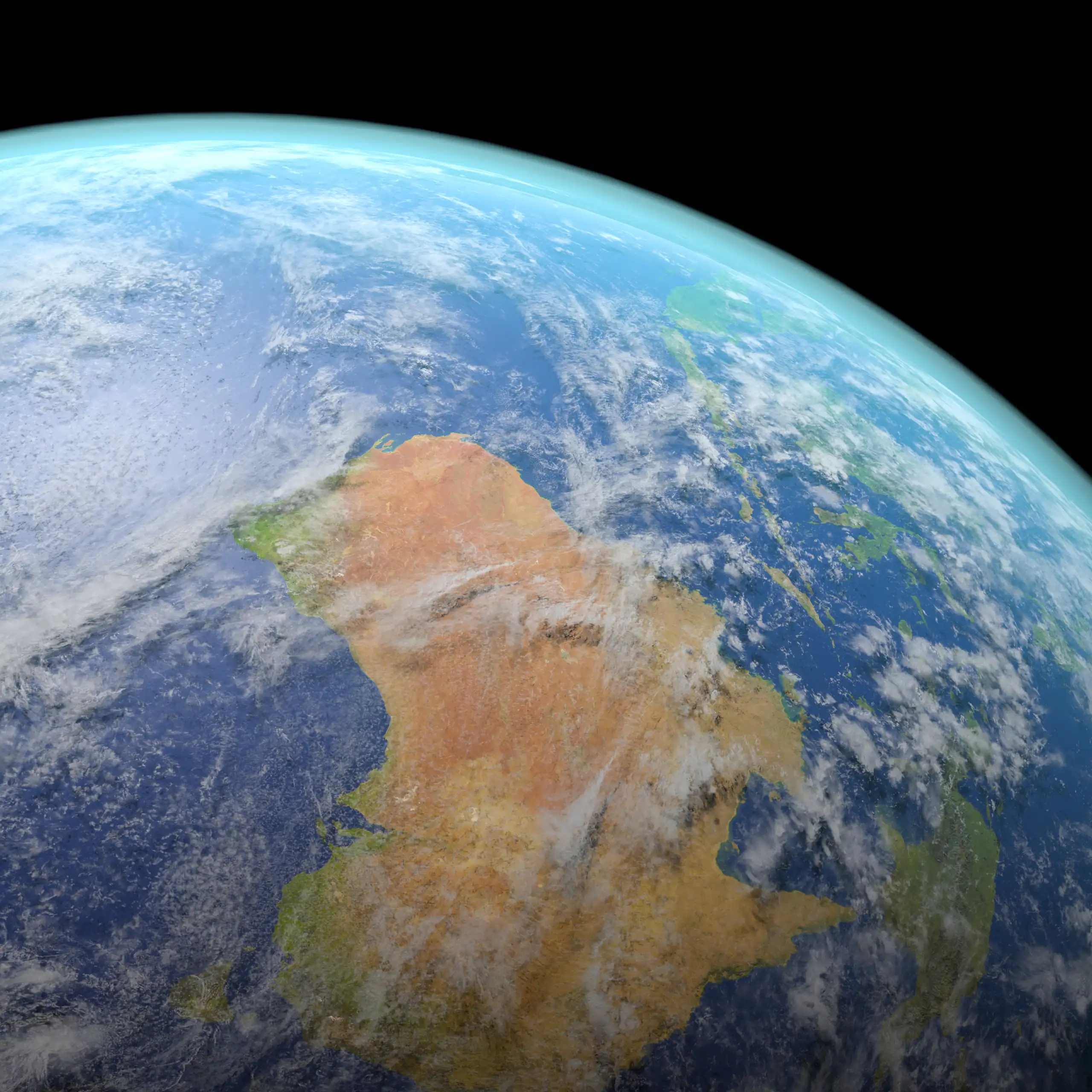 A sideways view of Australia seen from space