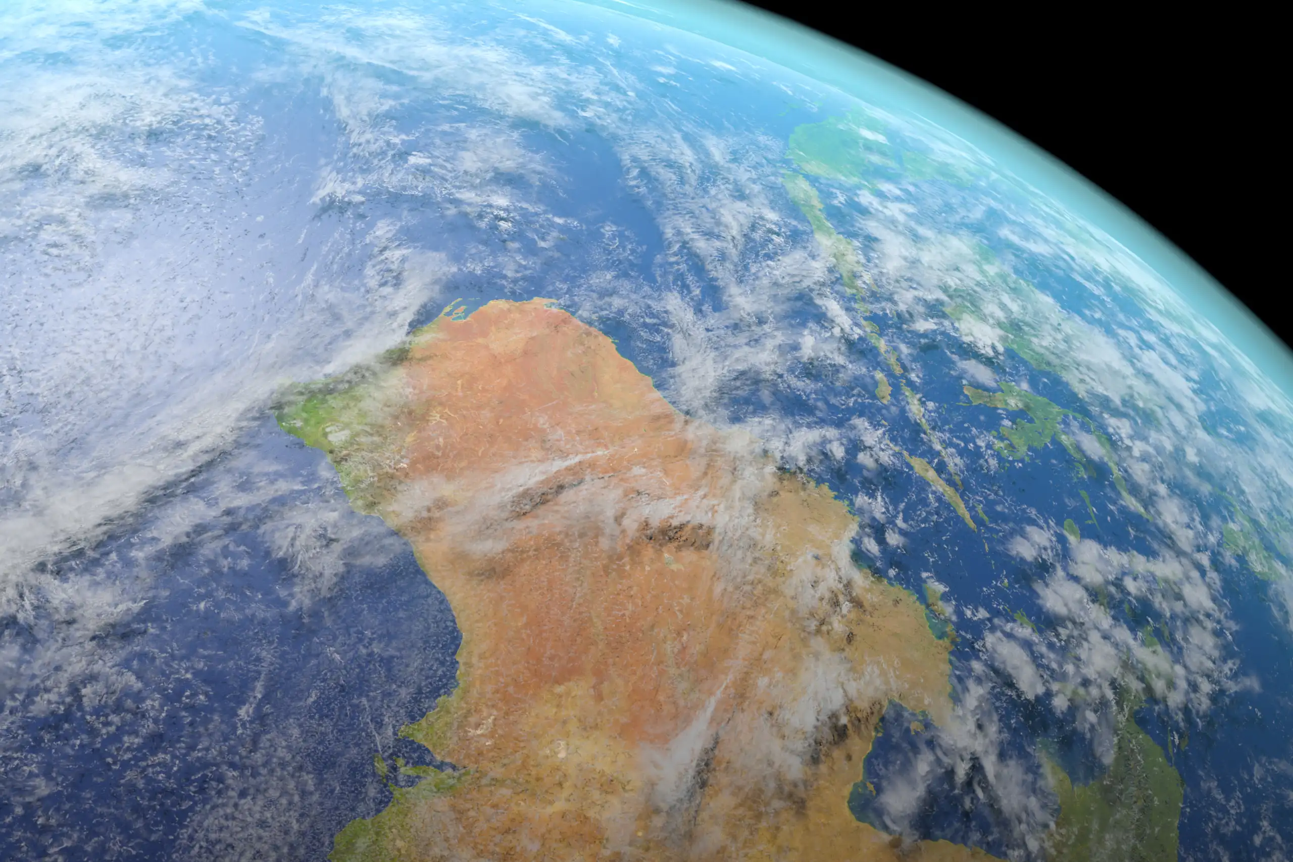 A sideways view of Australia seen from space