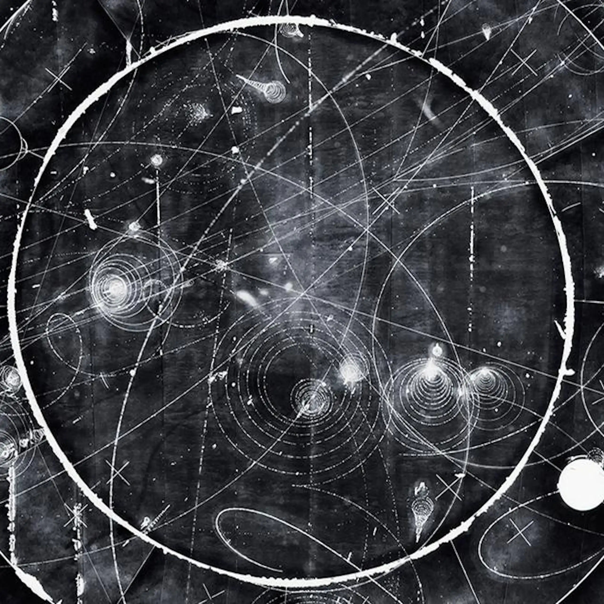 Détail d’un cliché révélant le passage de particules subatomiques.
