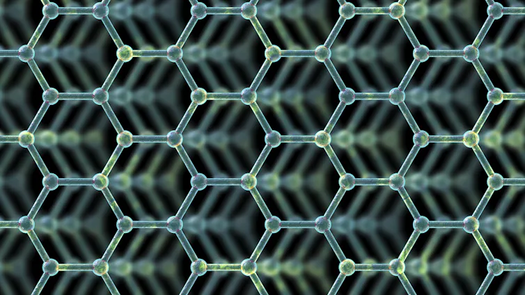 A stack of hexagonal shapes arranged into sheets