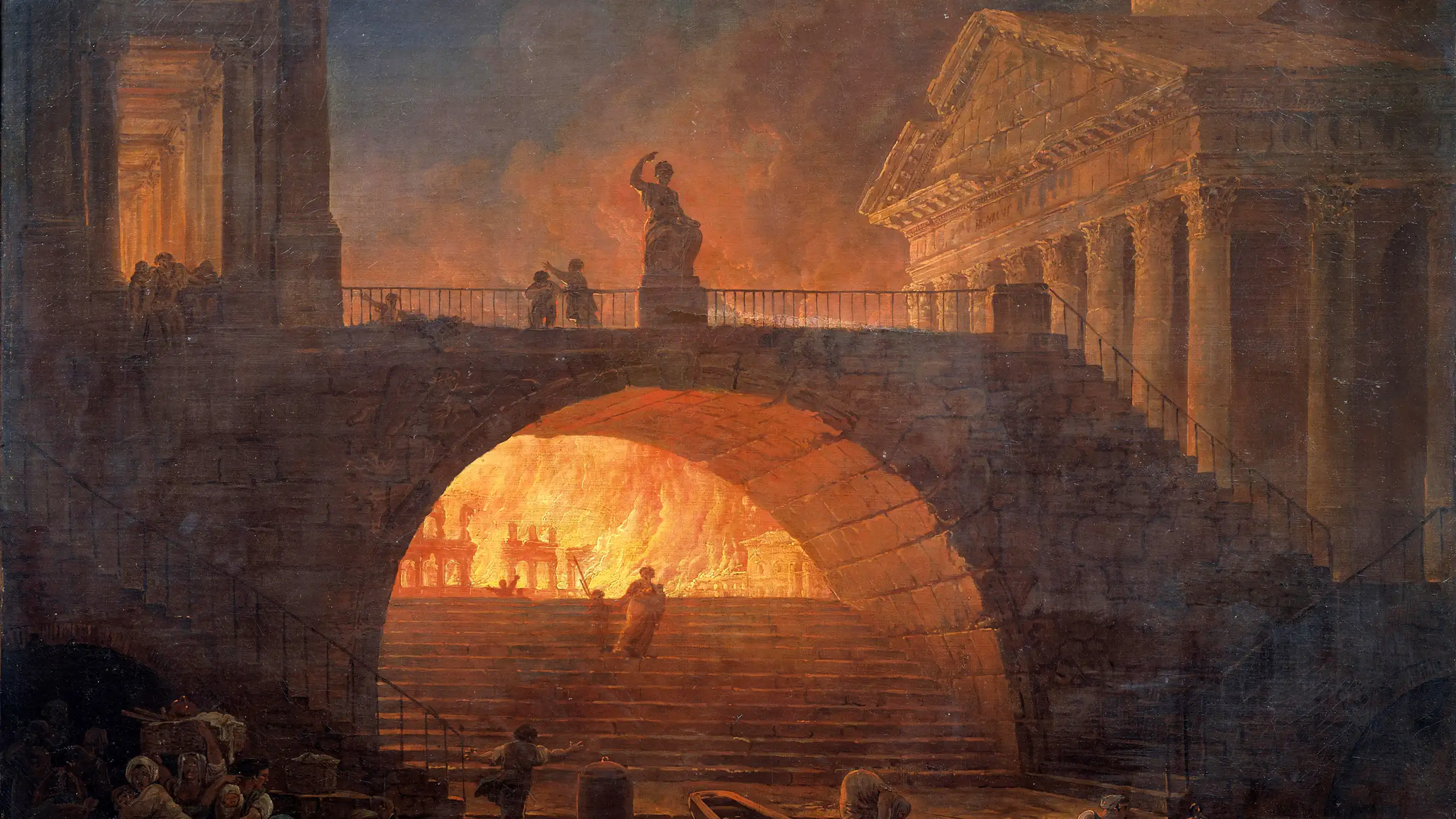 Incendie de Rome, en 64 après J.-C., peint par Hubert Robert vers 1771