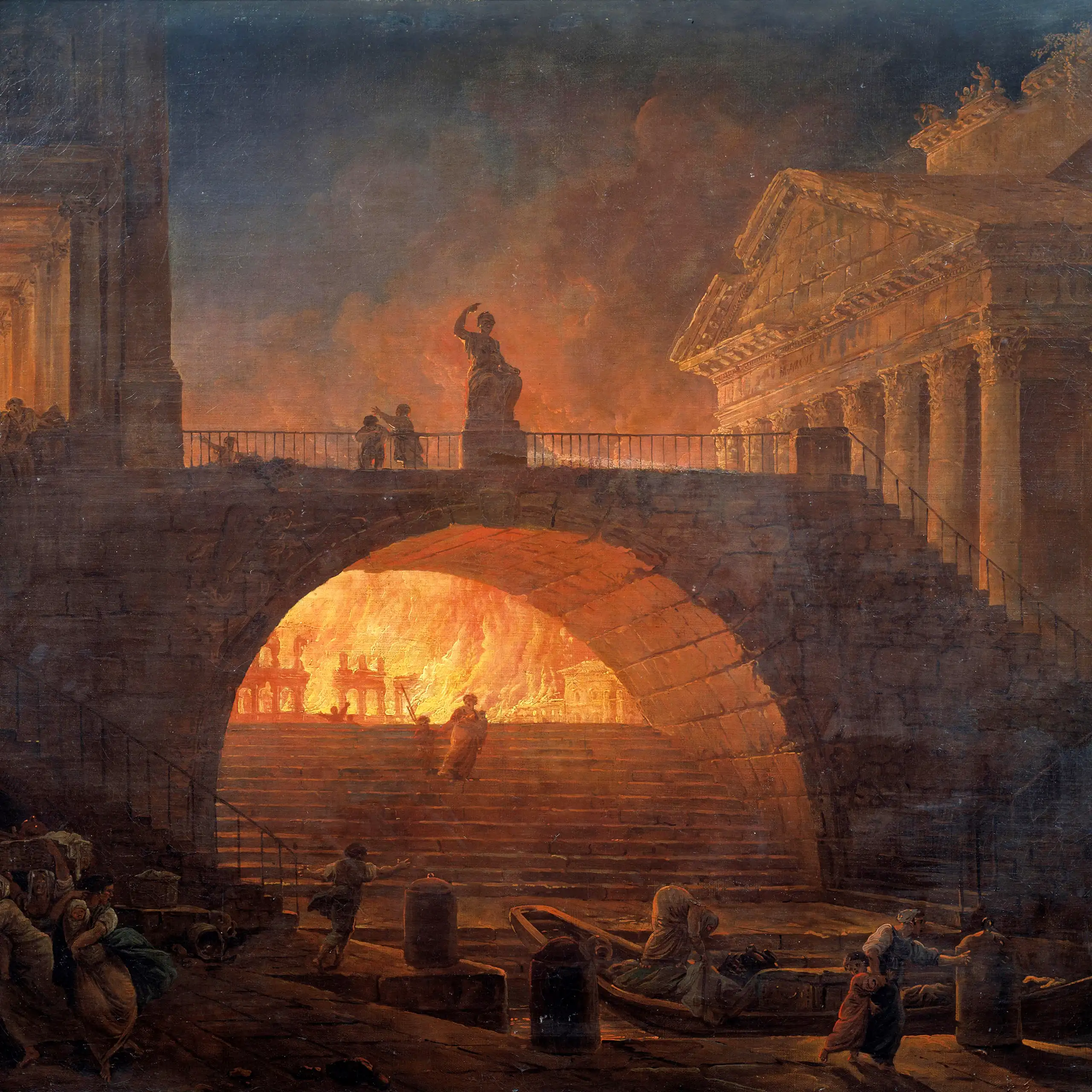 Incendie de Rome, en 64 après J.-C., peint par Hubert Robert vers 1771