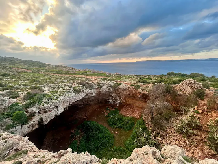 The cave site of Latnija in Malta