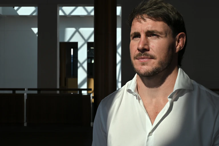 Ex-NRL player Luke Bateman poses for a portrait at Parliament House in Canberra.