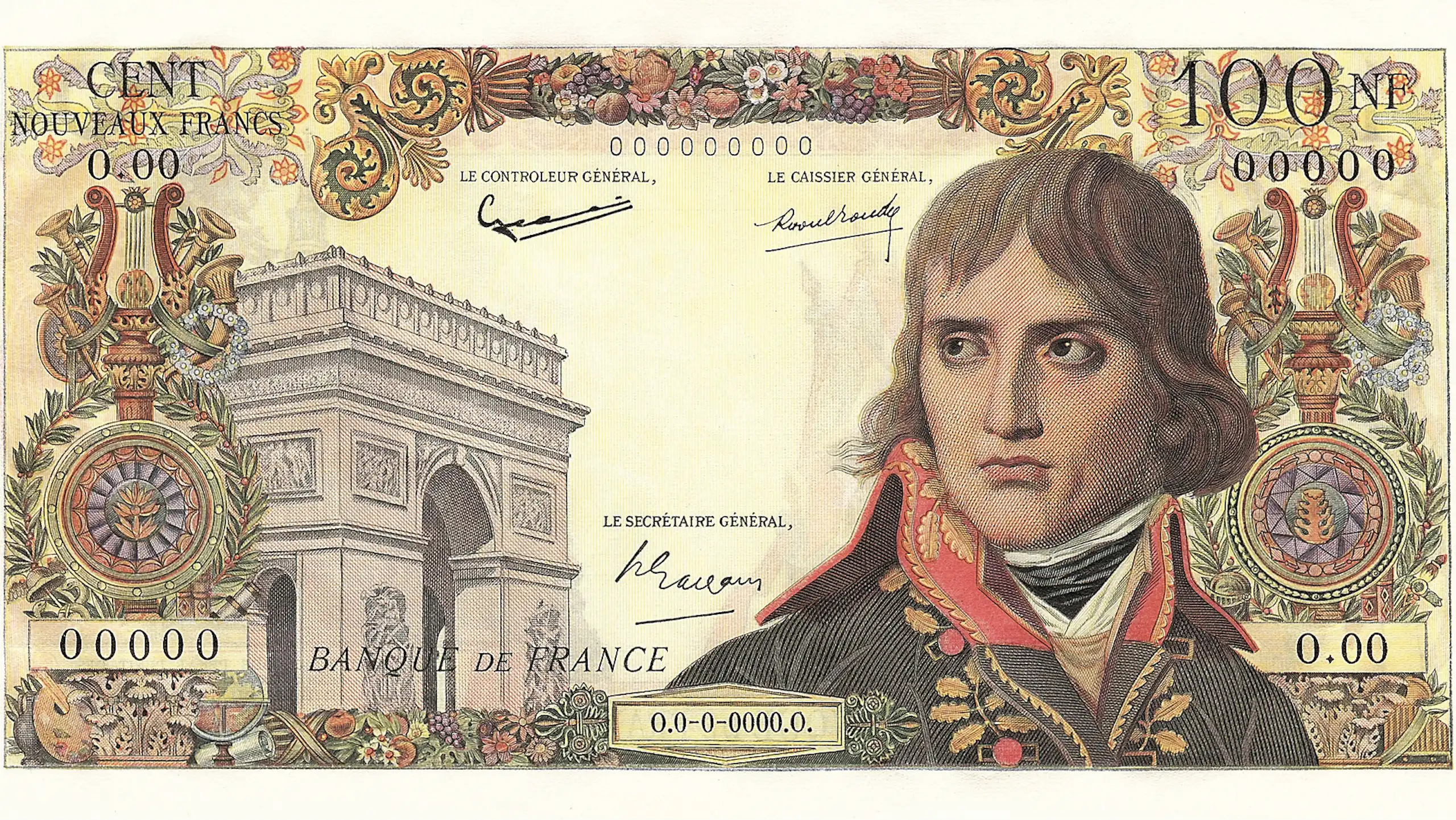 Gros plan sur le portrait de Bonaparte sur le billet