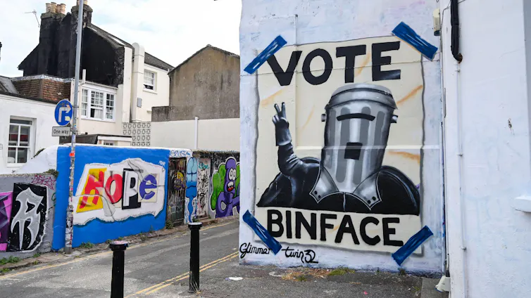 A wall mural 'Vote Binface' in Clacton